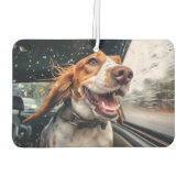 Aufgeregter Hund auf Rainy Car Ride Art Print Autolufterfrischer (Rückseite)