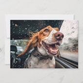 Aufgeregter Hund auf Rainy Car Ride Art Print Karte (Vorderseite)