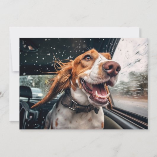 Aufgeregter Hund auf Rainy Car Ride Art Print Karte (Vorderseite)