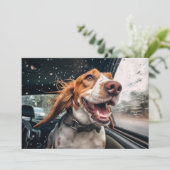Aufgeregter Hund auf Rainy Car Ride Art Print Karte (Stehend Vorderseite)