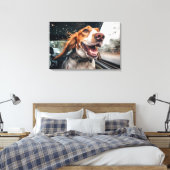 Aufgeregter Hund auf Rainy Car Ride Art Print Leinwanddruck (Insitu (Schlafzimmer))
