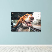 Aufgeregter Hund auf Rainy Car Ride Art Print Leinwanddruck (Insitu (Holzboden))
