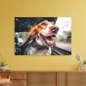 Aufgeregter Hund auf Rainy Car Ride Art Print Leinwanddruck (Insitu (Wohnzimmer))