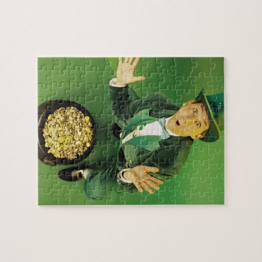 Aufgeregter Kobold mit Goldtopf Puzzle (Horizontal)