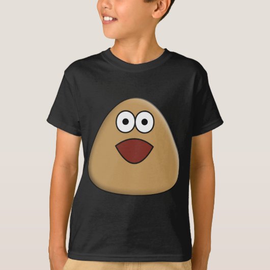 Aufgeregter Pou - Kinder T - Shirt - Dunkle Farben (Vorderseite)