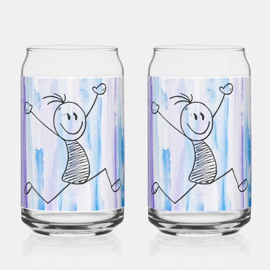 Aufgeregter Stick Man kann Glass Dosenglas (Vorderseite)