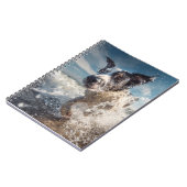 Aufgeregtes Hunde-Splashing-Waves-Notebook Notizblock (Linke Seite)