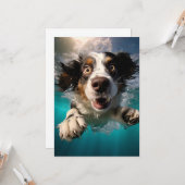 Aufgeregtes Hundeschwimmen unter Wasser Karte (Vorderseite/Rückseite Beispiel)