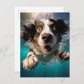 Aufgeregtes Hundeschwimmen unter Wasser Postkarte (Vorne/Hinten)