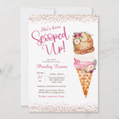 Aufgerollt, Eiscreme, Blumenkohl-Brautparty Einladung (Vorderseite)