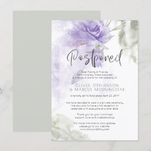 Aufgeschobene Hochzeit Aquarell Lila Blumenmuster Einladung