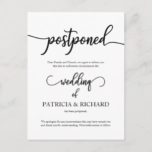 Aufgeschobene Hochzeitsankündigung Elegante Kallig Postkarte
