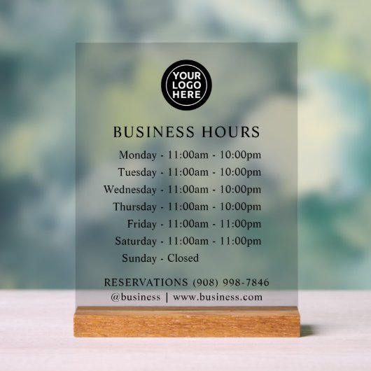 AUFGESTELLT | Logos und Geschäftszeiten | Akryling Acrylschild (Neutral)