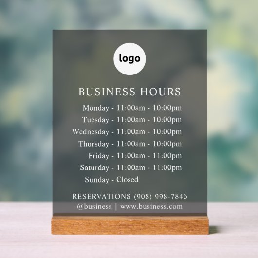 AUFGESTELLT | Logos und Geschäftszeiten | Akryling Acrylschild (Neutral)