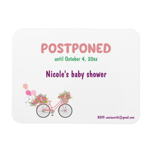 Aufgestellte Babydusche mit neuem Datum und neuem  Magnet (Horizontal)