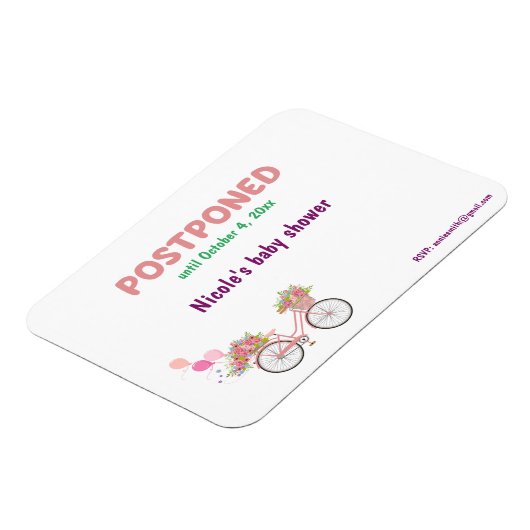 Aufgestellte Babydusche mit neuem Datum und neuem Magnet (Linke Seite)