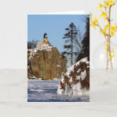 Aufgeteilte Felsen-Leuchtturm-Gruß-Karte Karte (Gelbe Blume)