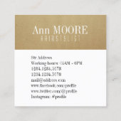 Aufgeteilte stilvolle Abdeckung des Goldweiß Quadratische Visitenkarte (Rückseite)