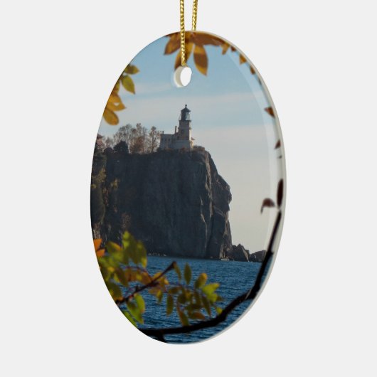 Aufgeteilter Felsen-Leuchtturm im Fall Keramik Ornament (Links)