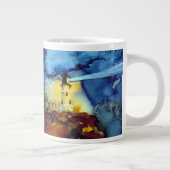 Aufgeteilter Felsen-Leuchtturm nachts Jumbo-Tasse (Rechts)