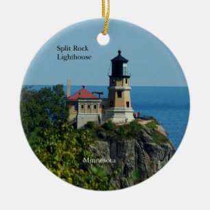 Aufgeteiltes Felsen-Leuchtturmdoppeltes versah Keramik Ornament