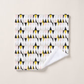 Aufgeteiltes geometrisches Dreieck-Muster Badhandtuch Set (Waschlappen)