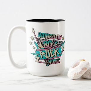Aufgewachsen auf 80er Rock Music Zweifarbige Tasse