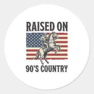Aufgewachsen auf 90er Country Cowboy Western-Shirt Runder Aufkleber