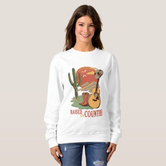 Aufgewachsen auf Land - rustikales Western-Design Sweatshirt (Vorne ganz)