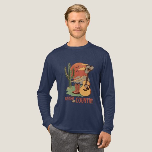 Aufgewachsen auf Land - rustikales Western-Design Tri-Blend Shirt (Volle Vorderseite)