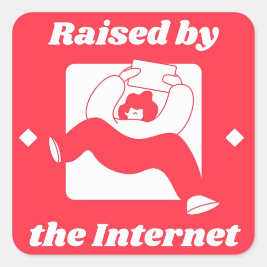 Aufgewachsen durch das Internet Quadratischer Aufkleber (Vorderseite)