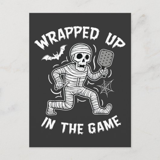 Aufgewühlt im Spiel Pickleball Halloween Ankündigungspostkarte (Vorderseite)