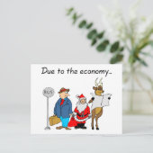 Aufgrund der wirtschaftlichen Lage Santa Feiertagspostkarte (Stehend Vorderseite)