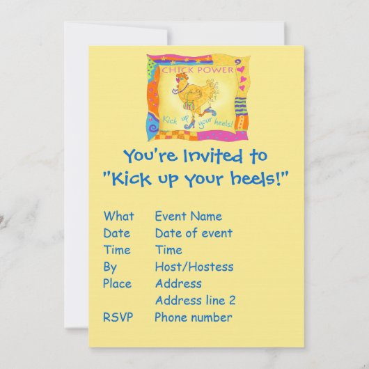 Aufheben Ihrer Heels Kick Power Einladung (Rückseite)