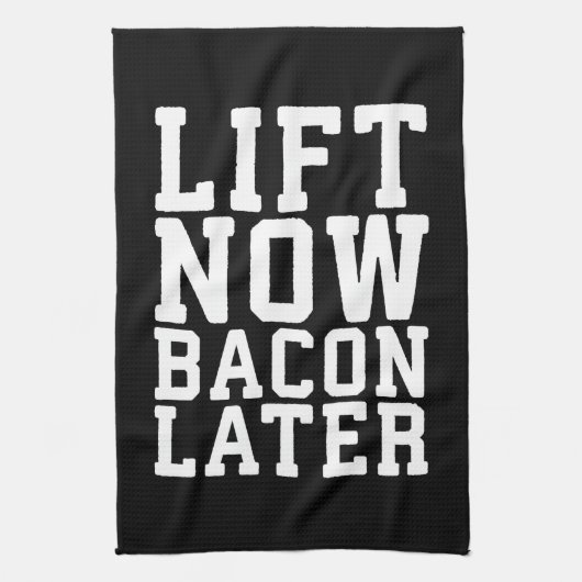 Aufheben jetzt, Bacon später - Funny Workout Geschirrtuch (Vertikal)