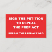 Aufhebung der PREP Act-Visitenkarten - 2 Seiten Visitenkarte (Rückseite)