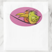 Aufkleber, 2 Vögel auf einem Draht Ovaler Aufkleber (Tasche)