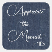 Aufkleber 3-in Blau, Monogramm und positive Bestät (Vorderseite)