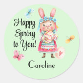 Aufkleber | 3-in Lovable Happy Spring Frau Bunny (Vorderseite)