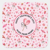 Aufkleber 3 in Square oder Round Hugs Valentines S (Vorderseite)