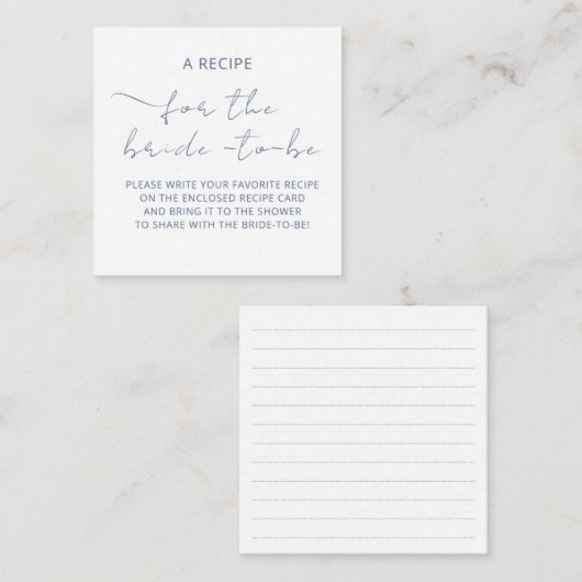 Aufkleber "A RECIPE" für die Brautdusche Begleitkarte (Vorne/Hinten)