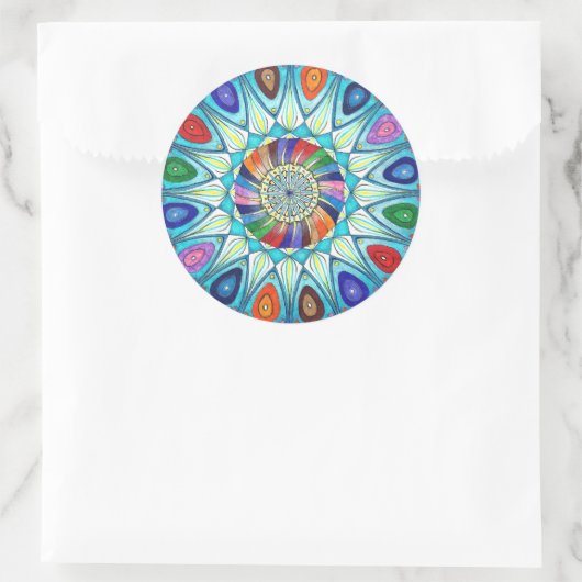 Aufkleber abstrakte Mandala zeichnend (Tasche)