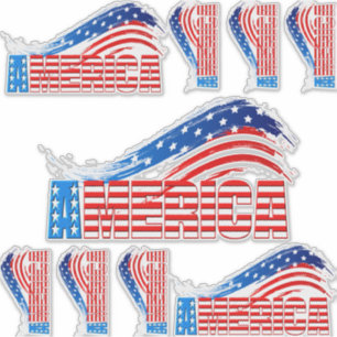 Aufkleber - AMERIKA in US Flagge
