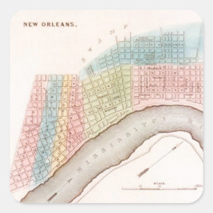 Aufkleber Antik New Orleans NOLA Karte Pastellfarb