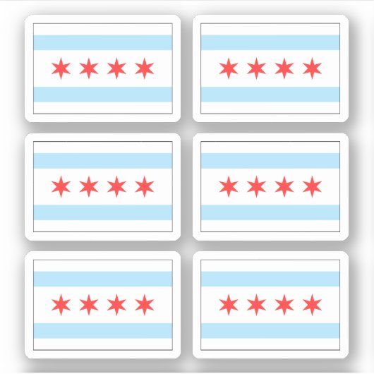 Aufkleber auf Chicagoer Flagge, Set von sechs (Vorderseite)