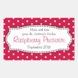 Aufkleber auf dem Etikett für Himbeerkonserven ode