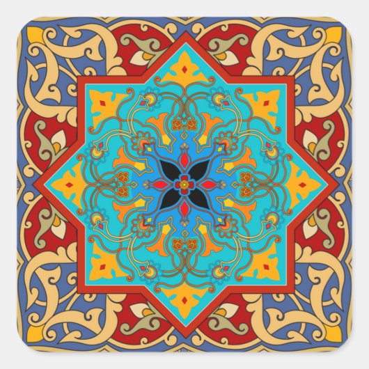 Aufkleber auf dem marokkanischen Tile Square (Vorderseite)