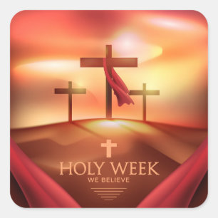 Aufkleber auf dem Platz der Heiligen Woche