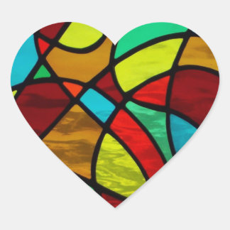 Aufkleber aus abstraktem Buntglas "Liebe Herz"