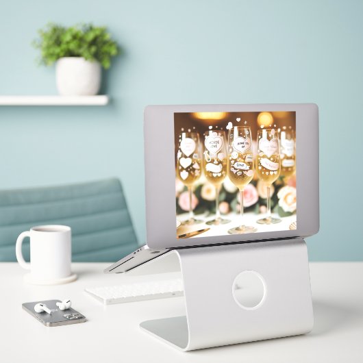 Aufkleber aus Champagnerglas nach Maß mit c Aufkle (Laptop auf Schreibtisch)